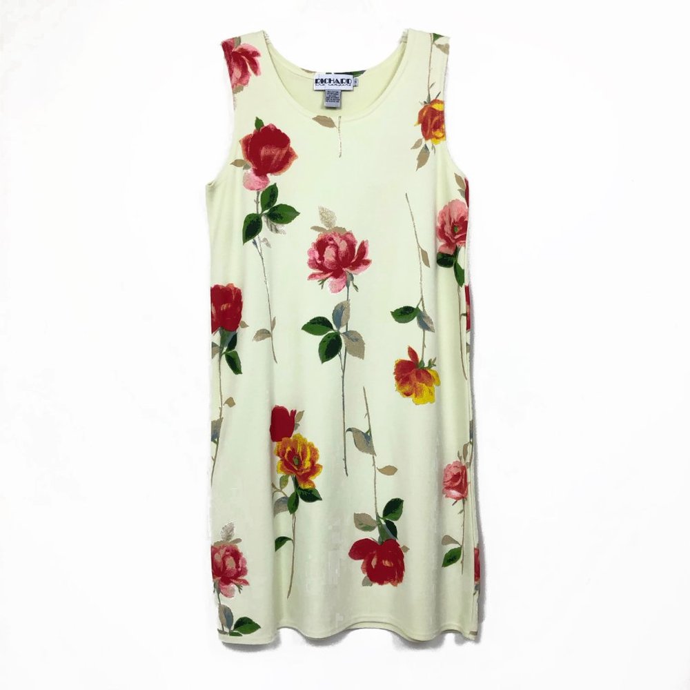 Richard & Co Vtg Handpainted Floral Pullover Shift Dress